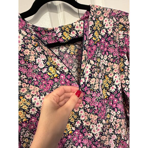 NEW! Nobody's Child US 4/UK 8 Puff Shoulder Liberty Floral Tea Dress Pink Black - Picture 6 of 10